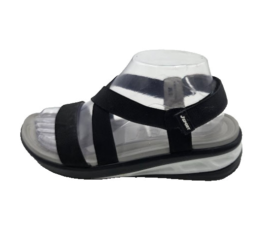 JSport Women’s Sz 8 M Black and Grey Comfort Adjustable Slingback Straps Sandal