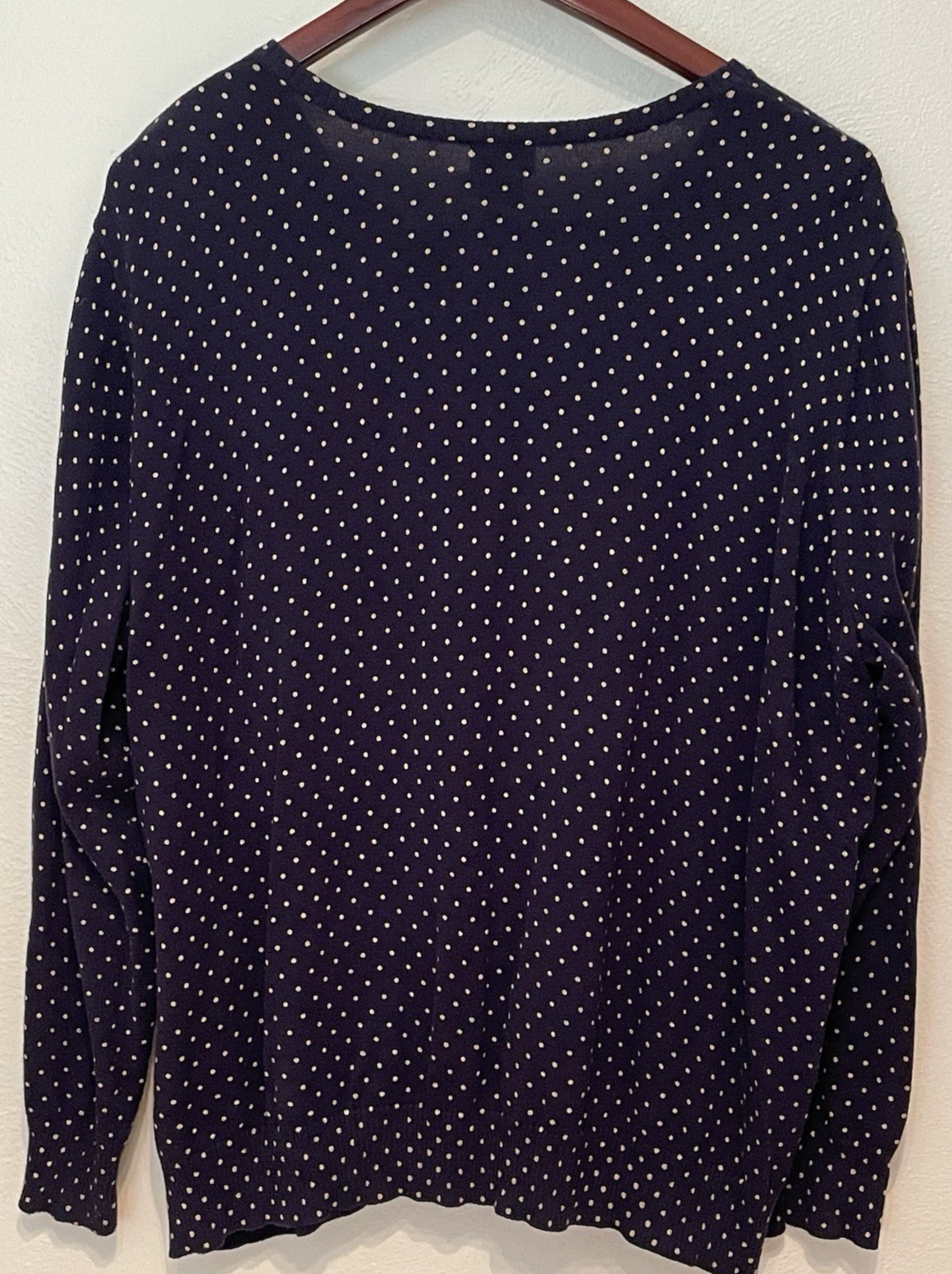 LL Bean Soft Blue Poke a Dot 100% Cotton Cardigan Sweater Size 3XL