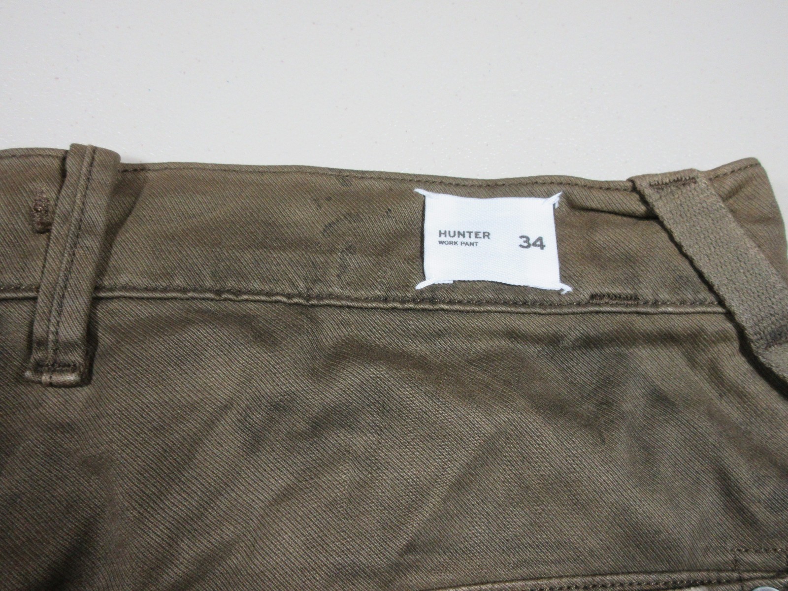 HUDSON mens brown distressed stained buttonfly Hunter work pant 34×32 NWT