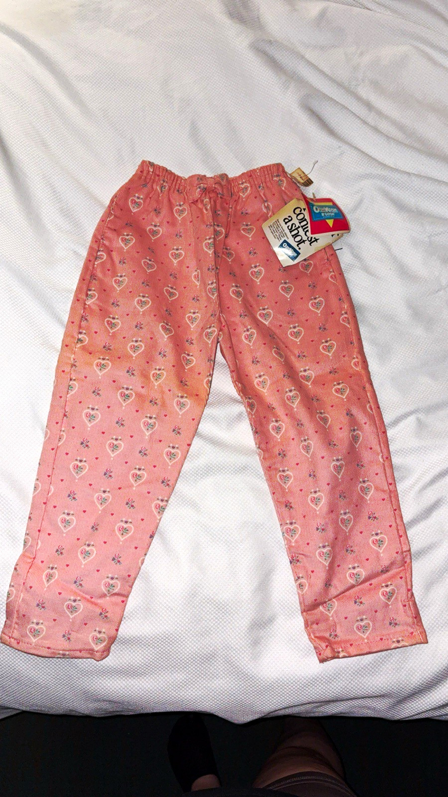 Vintage OshKosh B’Gosh Pink Floral Heart Corduroy Pants New With Tags Size 4