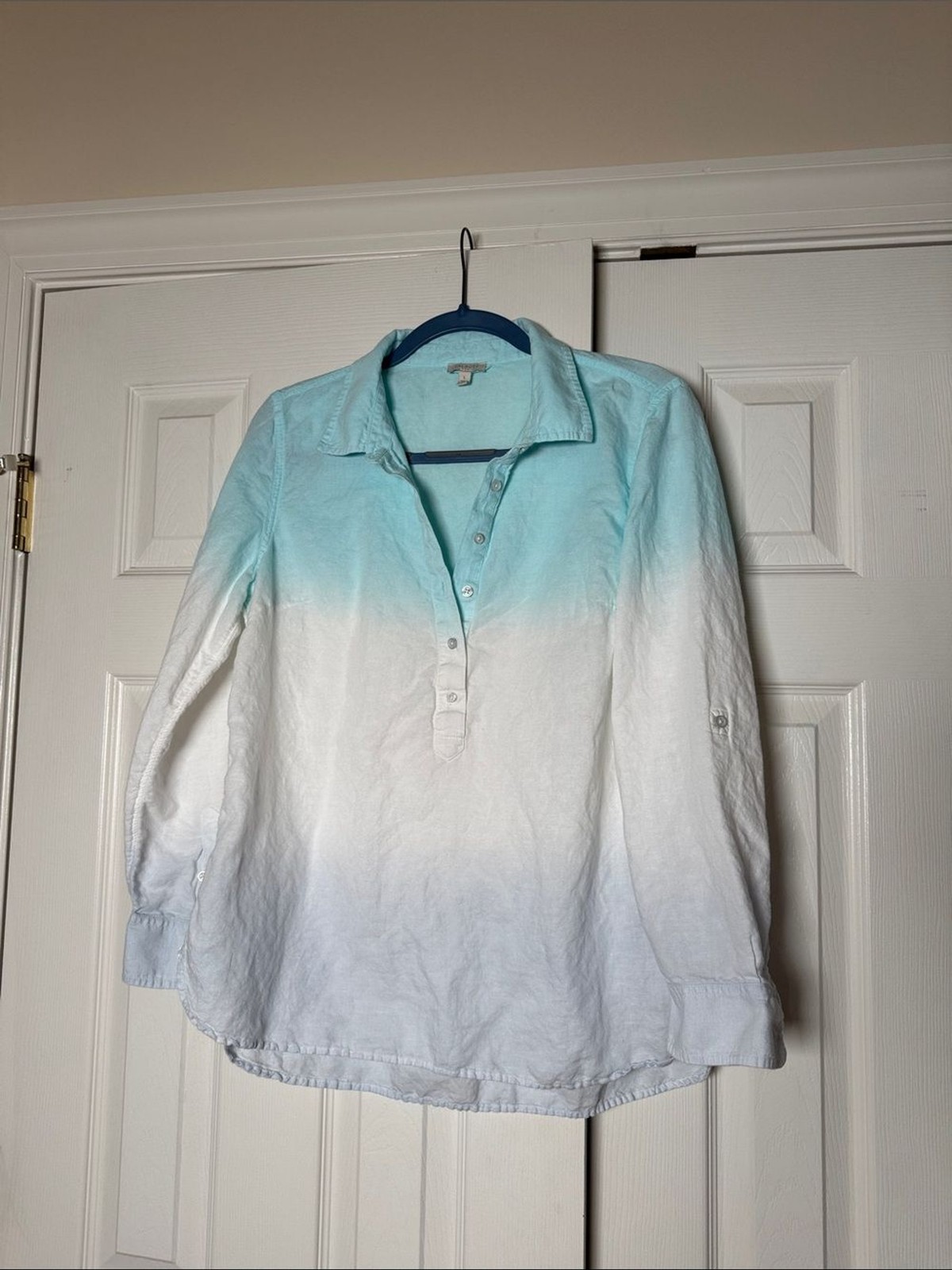 Talbots ombré pullover tunic blouse linen blend dip dye size large
