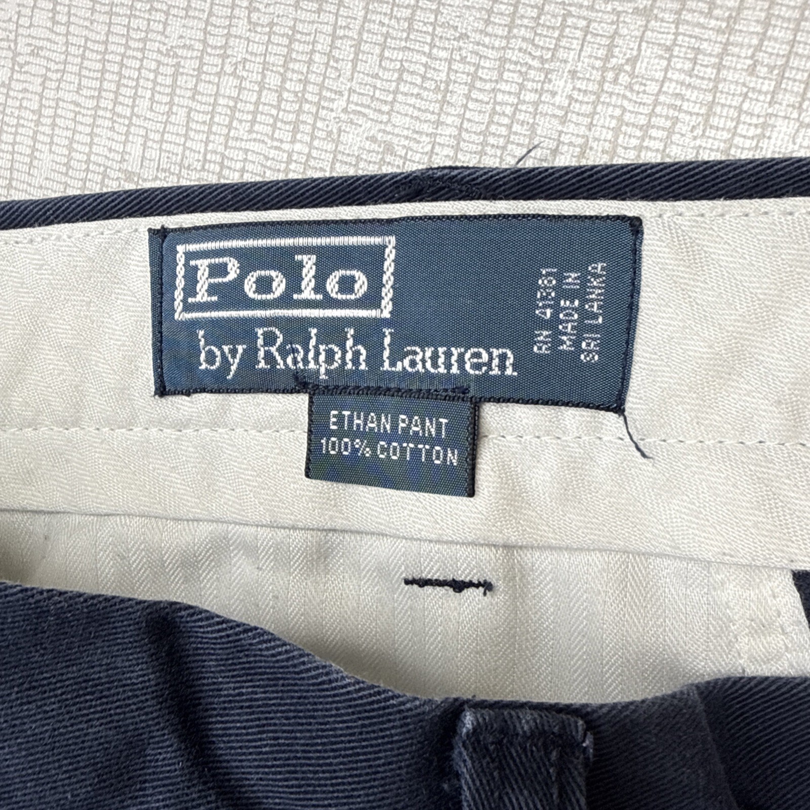 Polo Ralph Lauren Ethan Pant Mens 34×34 Navy Blue Pleated Cotton Chino Relaxed