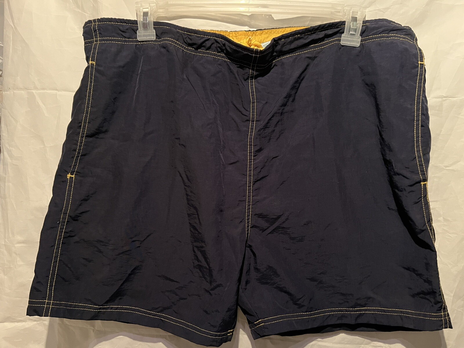 Sand N Sun Swim Trunks Shorts Mesh Lined NAVY BLUE Drawstring Men’s Size M EUC