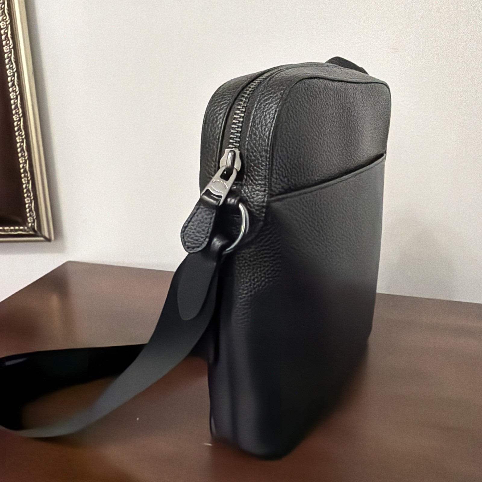 COACH 4011 Houston Flight Bag In Pebble Leather Crossbody Gunmetal/Black