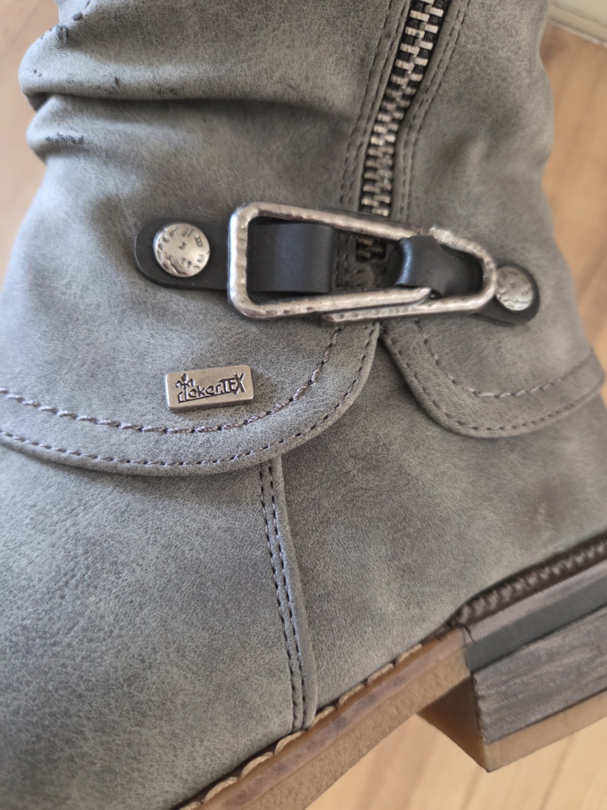 Rieker RiekerTex Gray Mid Calf Boots Women’s EU 37 US 6.5 Side Zip Faux Fur