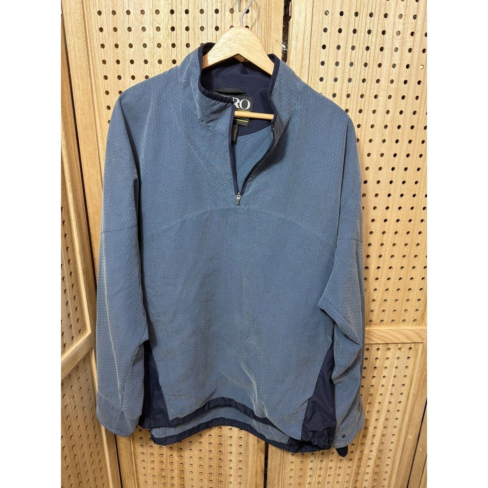 Zero Restriction Men XL Golf Pullover 1/4 Zip Windbreaker Blue Micro Grid Textur