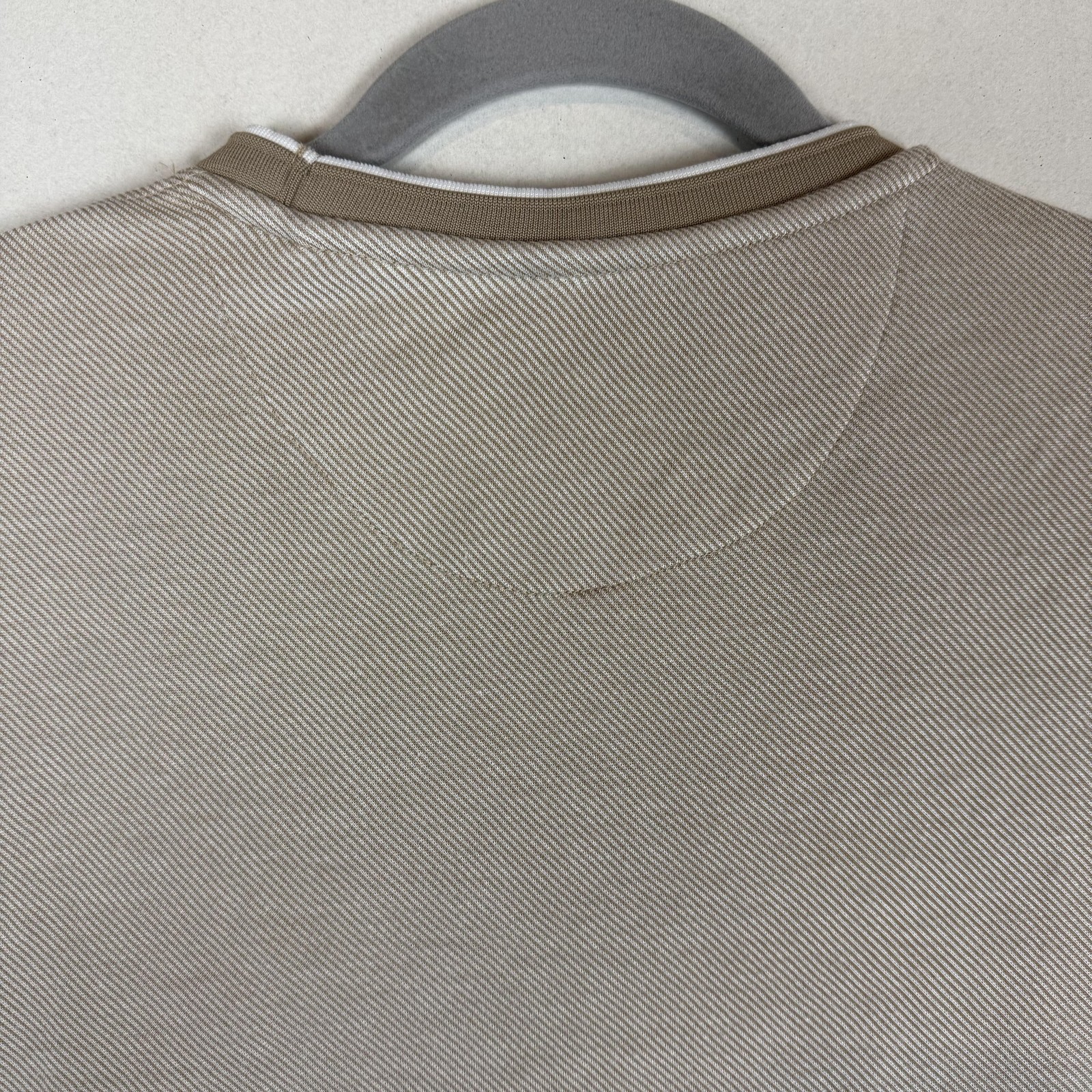 Cactus Man Shirt Mens Medium Beige Stripe Ringer Crewneck Pocket Jersey Tee