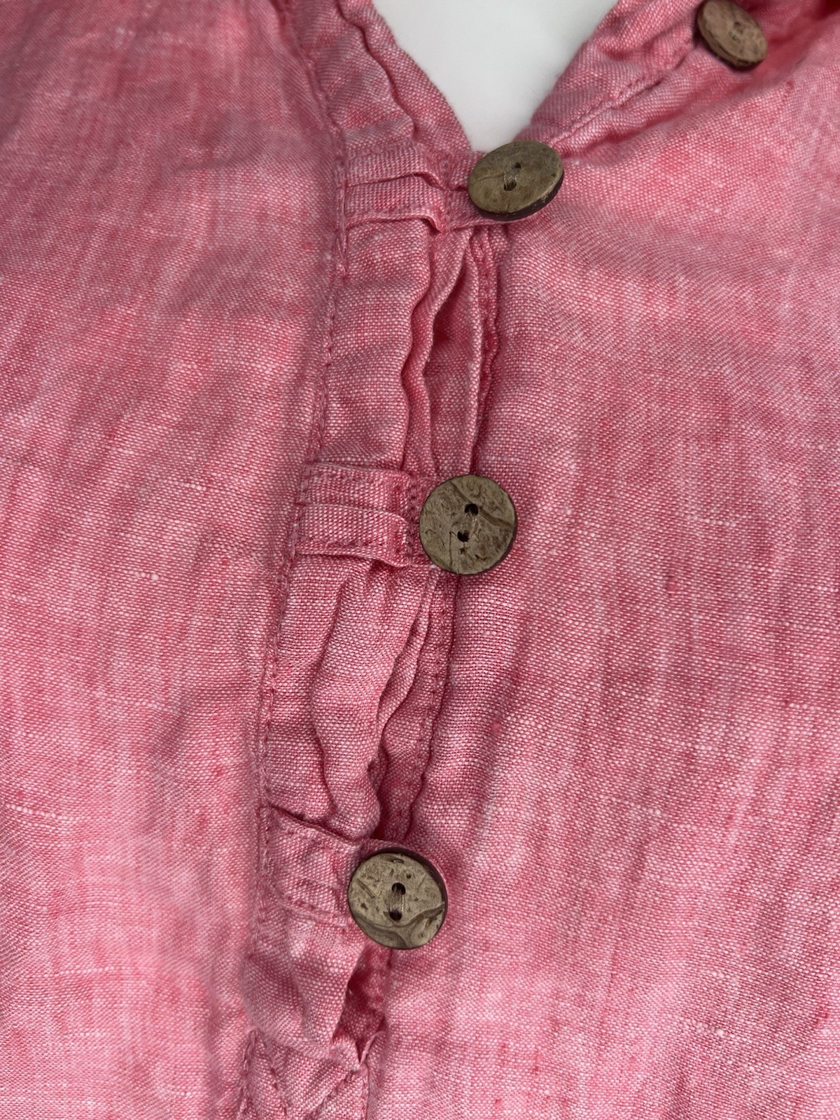 Sigrid Olsen Pink Linen Collared Button Front Blouse. Sz. 1X Relaxed fit/Minimil