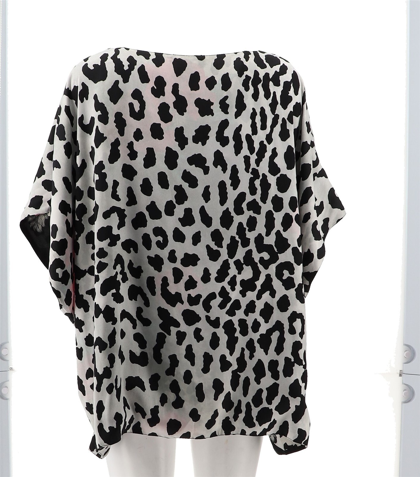 IMAN Global Chic Reversible Printed Poncho Top BLACK M/L NWOT (547)