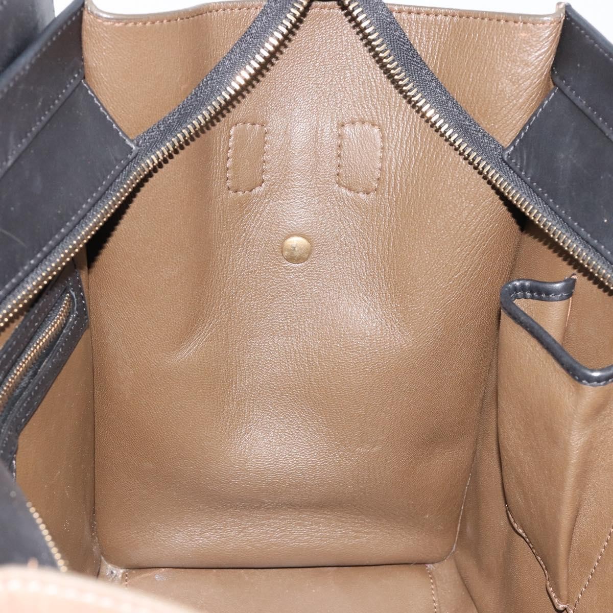 CELINE Luggage Mini Shopper Hand Bag Suede Light Blue Gold Auth ep14637A