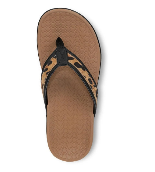 Vionic Women’s Tide 2.0 Toe Post Sandal, Black Leopard Print Suede