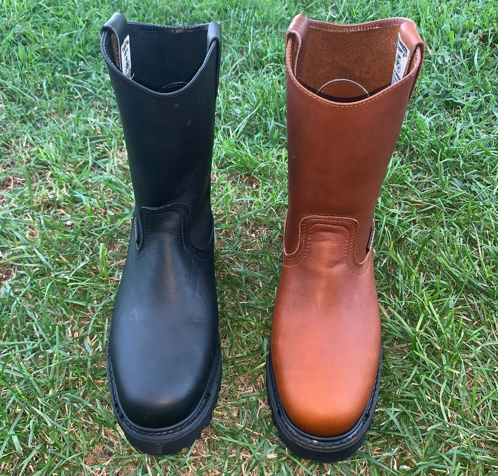 Bota Trabajo Mens Work Boots Pull On Leather Brown-Black oil water resistant 310