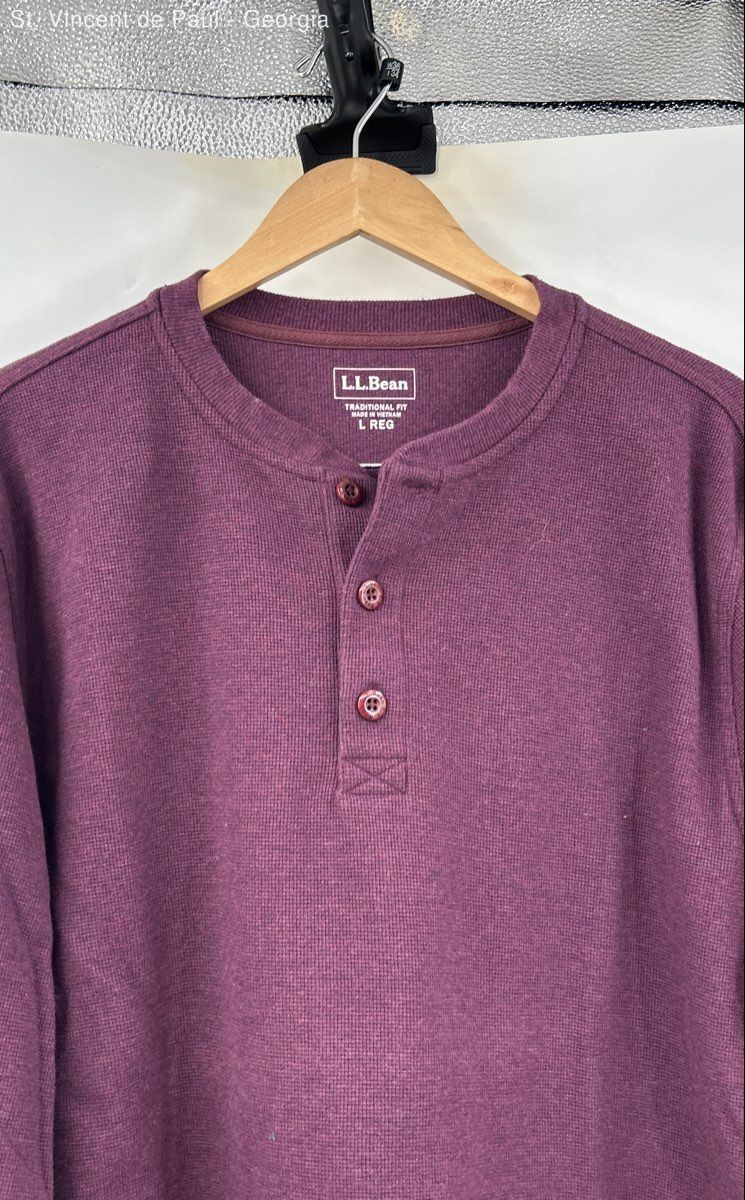 L.L. Bean Thermal Henley Shirt Men’s Large Red Casual