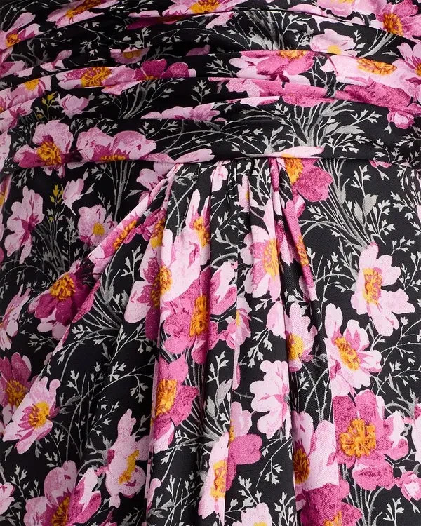 NWT- CINQ À SEPT ‘Kasia’ Cosmo Flowers Maxi-Dress, Black/Mauve Orchid – Size 12