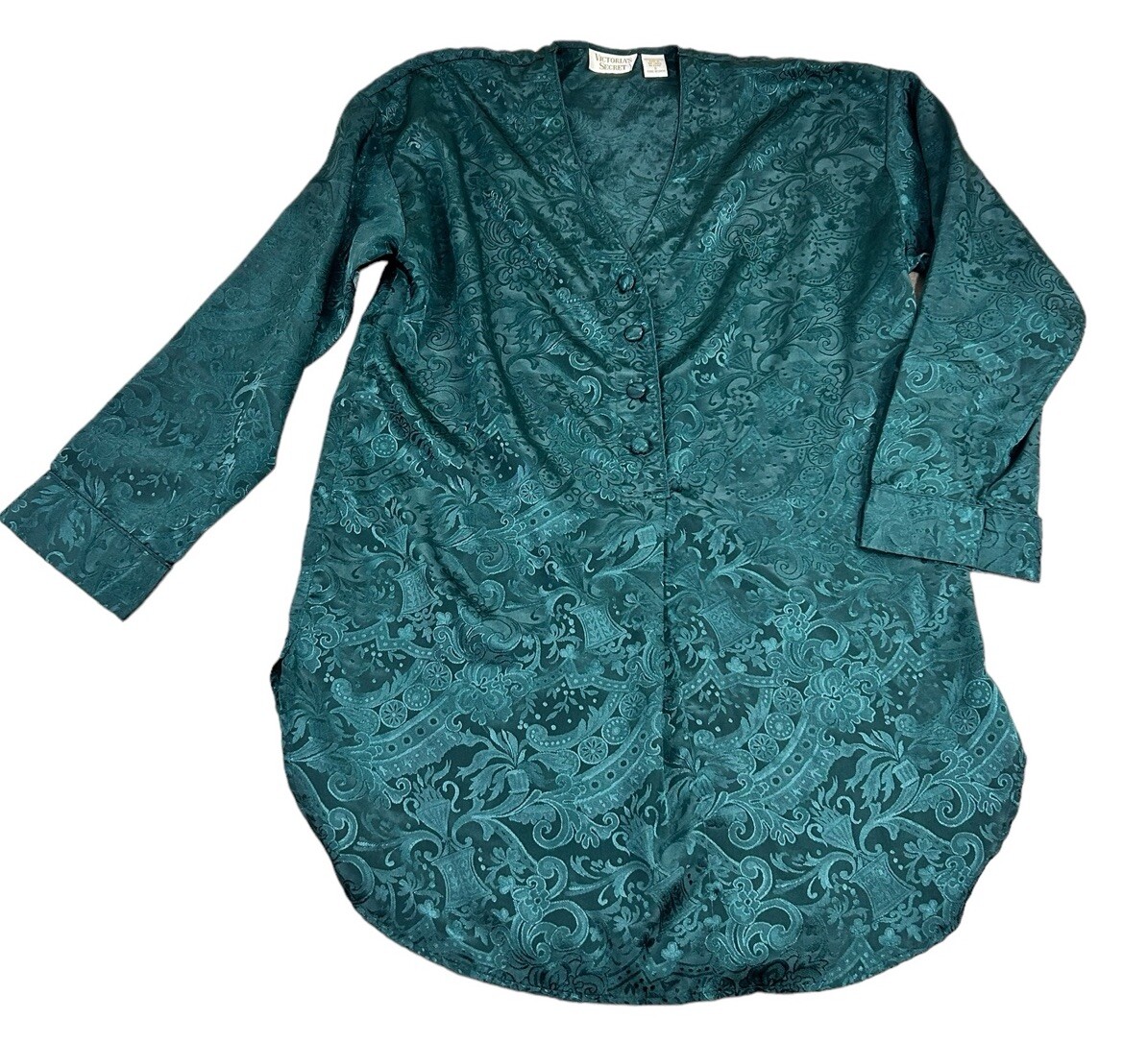 Vintage Victoria’s Secret Gold Label Green Silky Nightgown Sz Small Sleepshirt