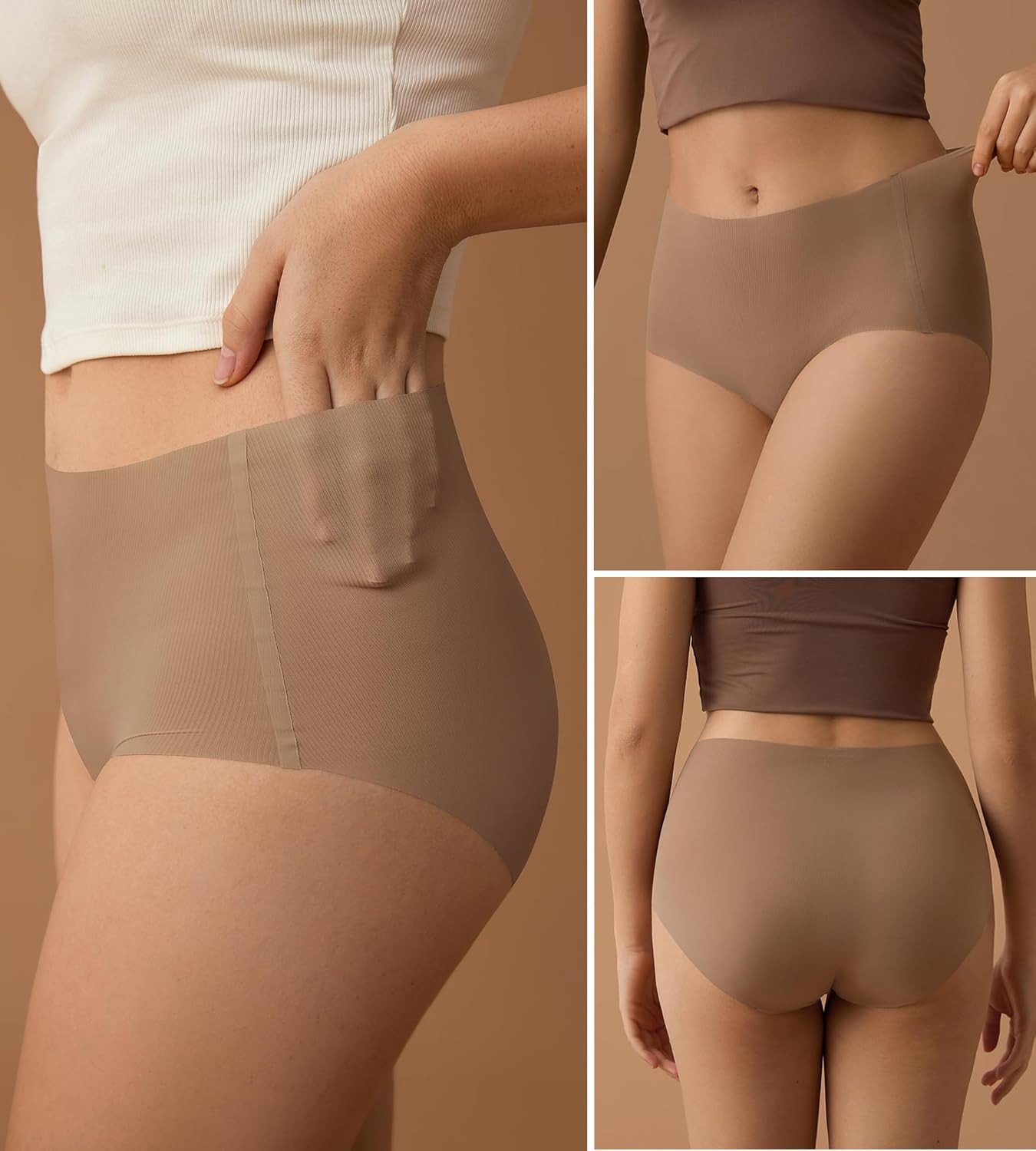 Seamless High Waisted Underwear for Women No Show Full Coverage Panties Nuage Mi