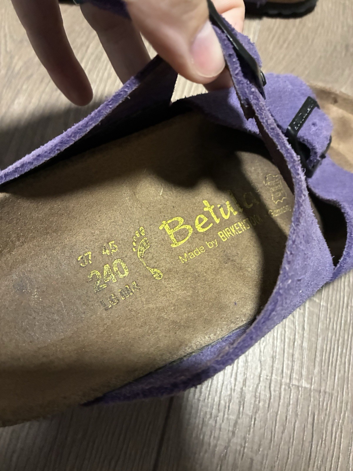 Birkenstock Purple Suede Slide Sandals Buckle Adjustable Strap Women’s US 6