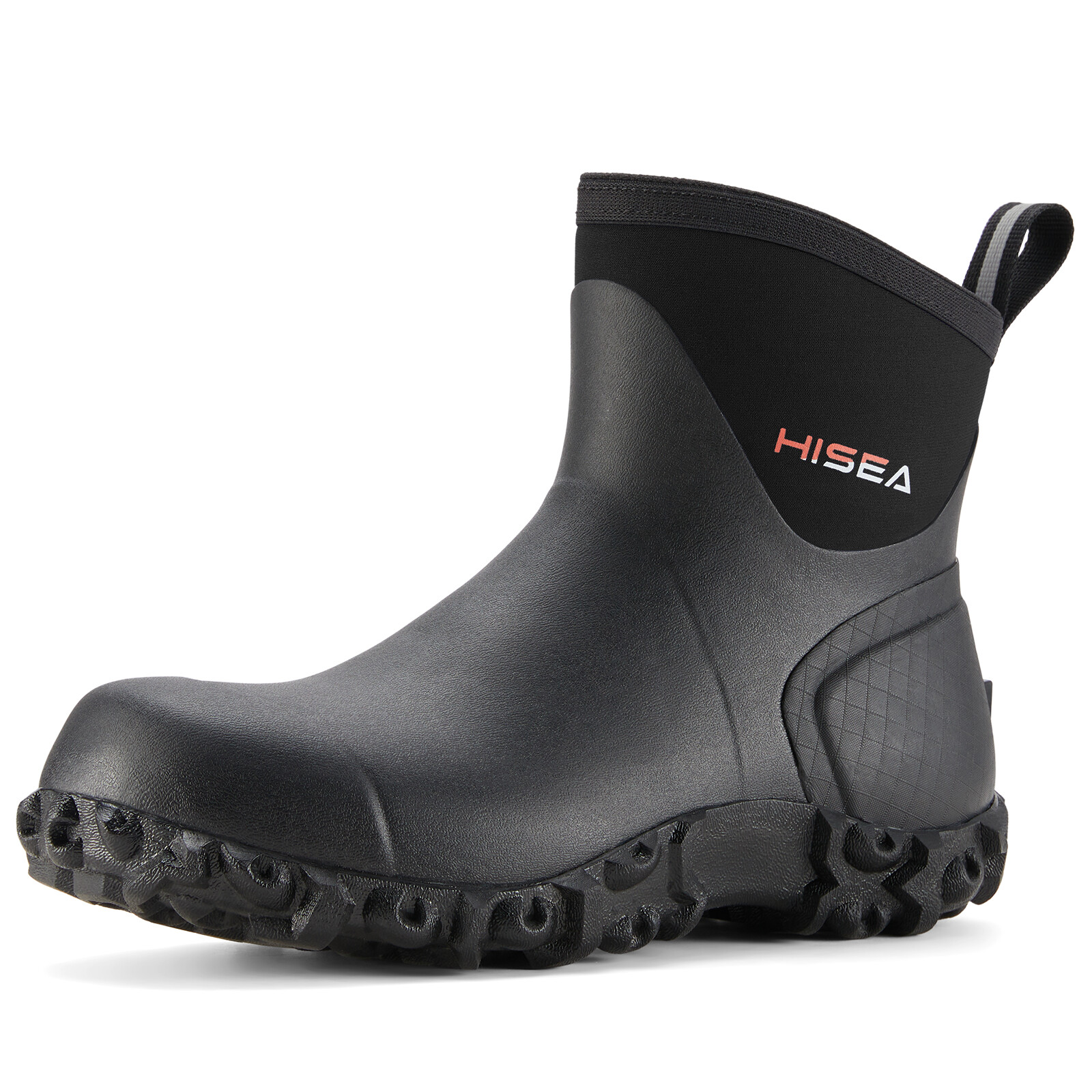 HISEA Men Ankle Rain Boots Neoprene Rubber Waterproof Non-Slip Outdoor Work Boot