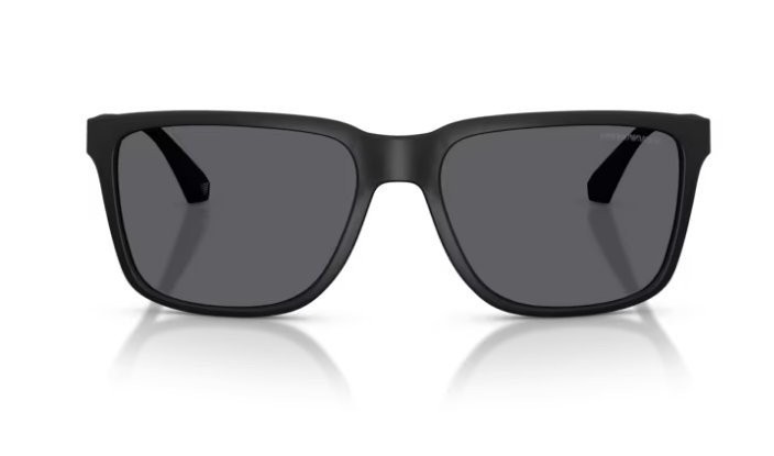 Emporio Armani EA4047 5063/81 Black Rubber Grey Polarized Sunglasses