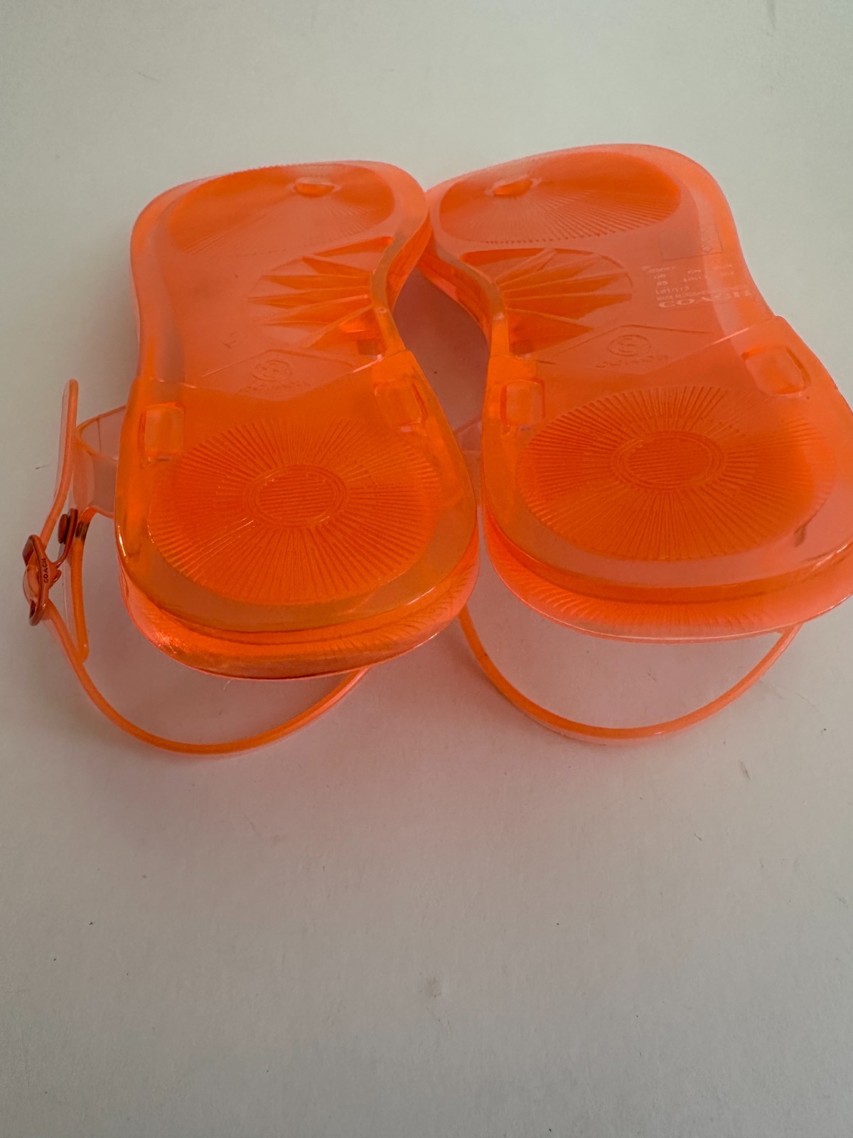 COACH Natalee Jelly Sandals SZ. 8 Orange Tangerine Logo Thong Sandals New Strap