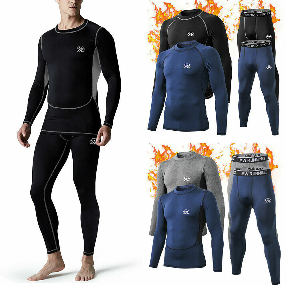 Mens Thermal Underwear Long Johns Set Fleece Lined Winter Warm Fleece Base Layer