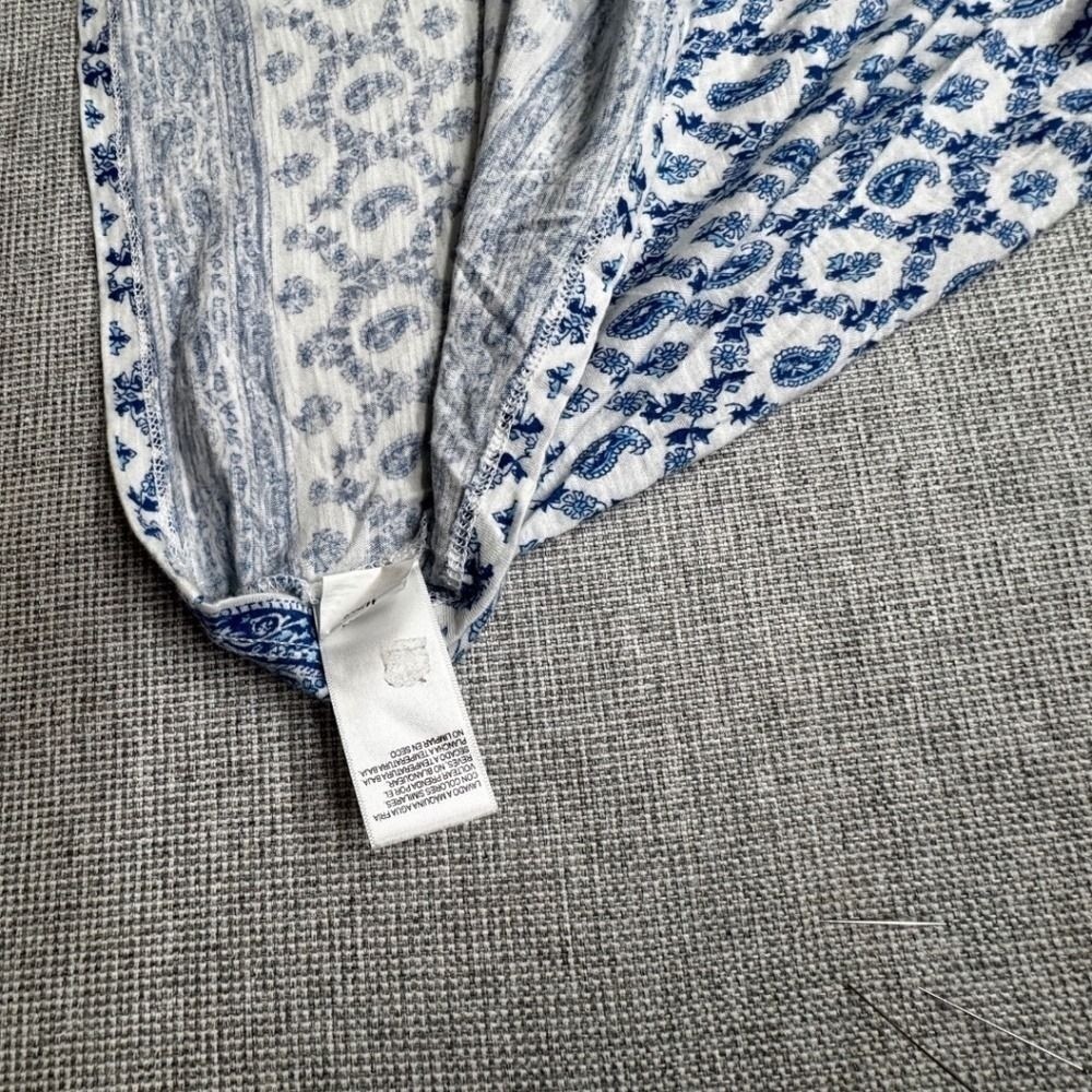 Lucky Brand Blue Paisley V-Neck Flutter Sleeves Boho Blouse EUC sz 1X/16