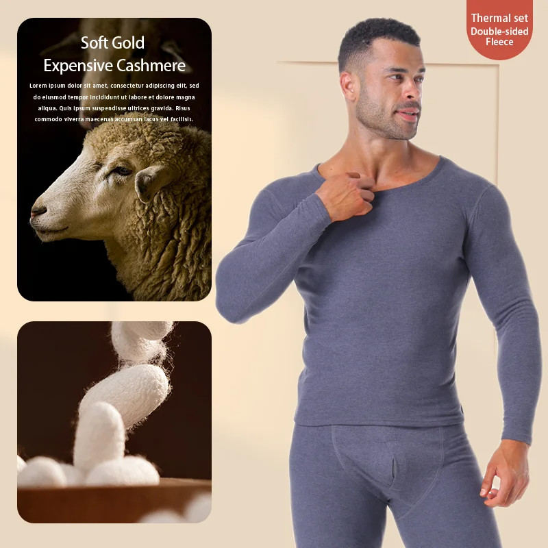 Men Seamless Thermal Underwear Fleeced Lined Long Johns Set Warm Tops&Panties US