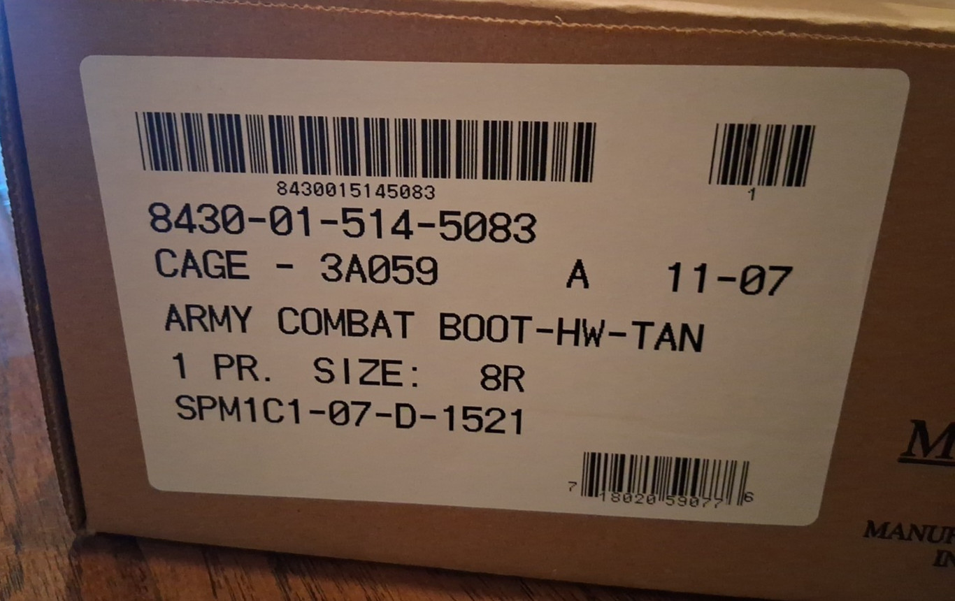 NEW McRae Army Combat Boots Hot Weather, Size 8R NSN 8430-01-514-5083