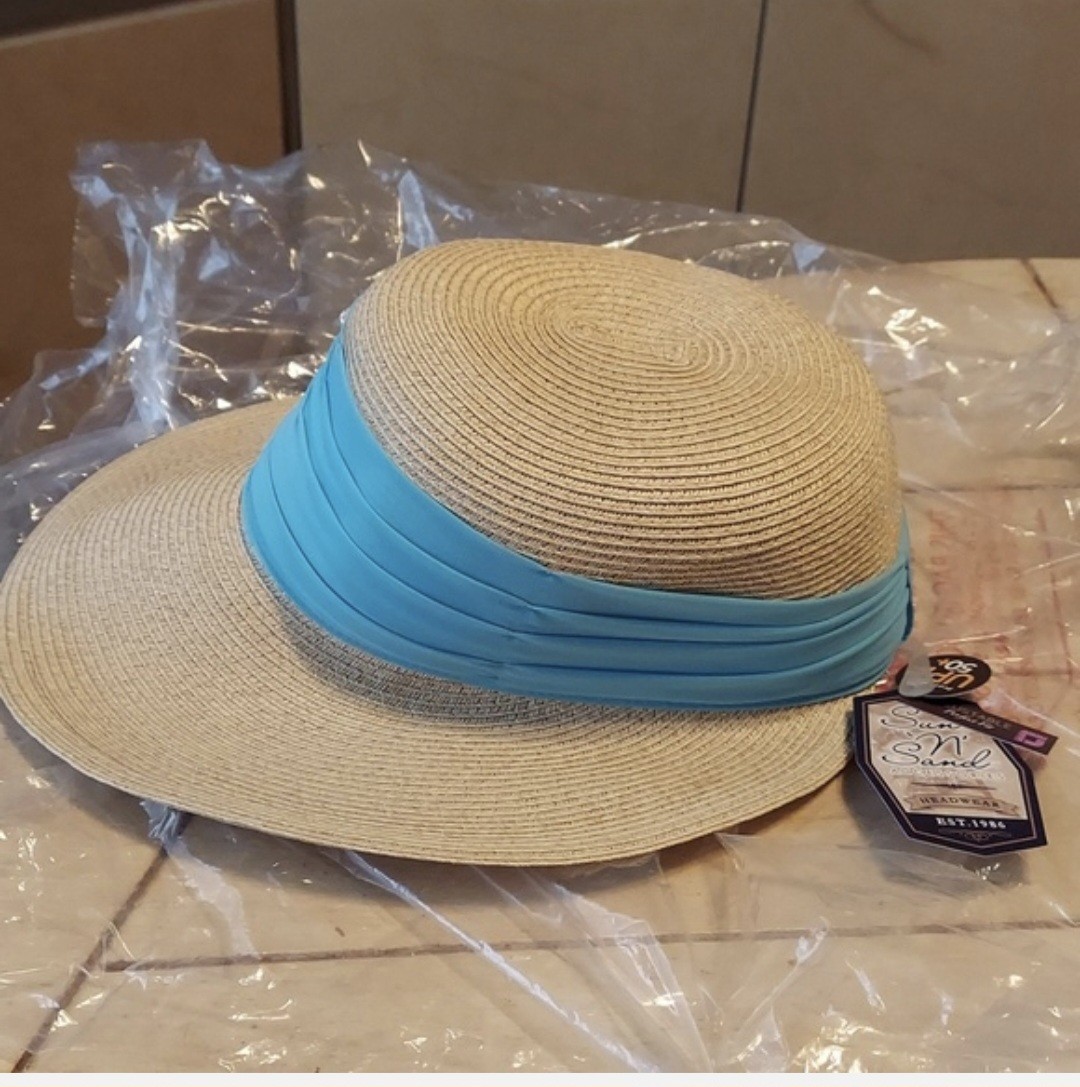 Sun N’ Sand Paper Braid Straw Chiffon Visor Hat UPF 50+ NWT RETIRED 1 Left!