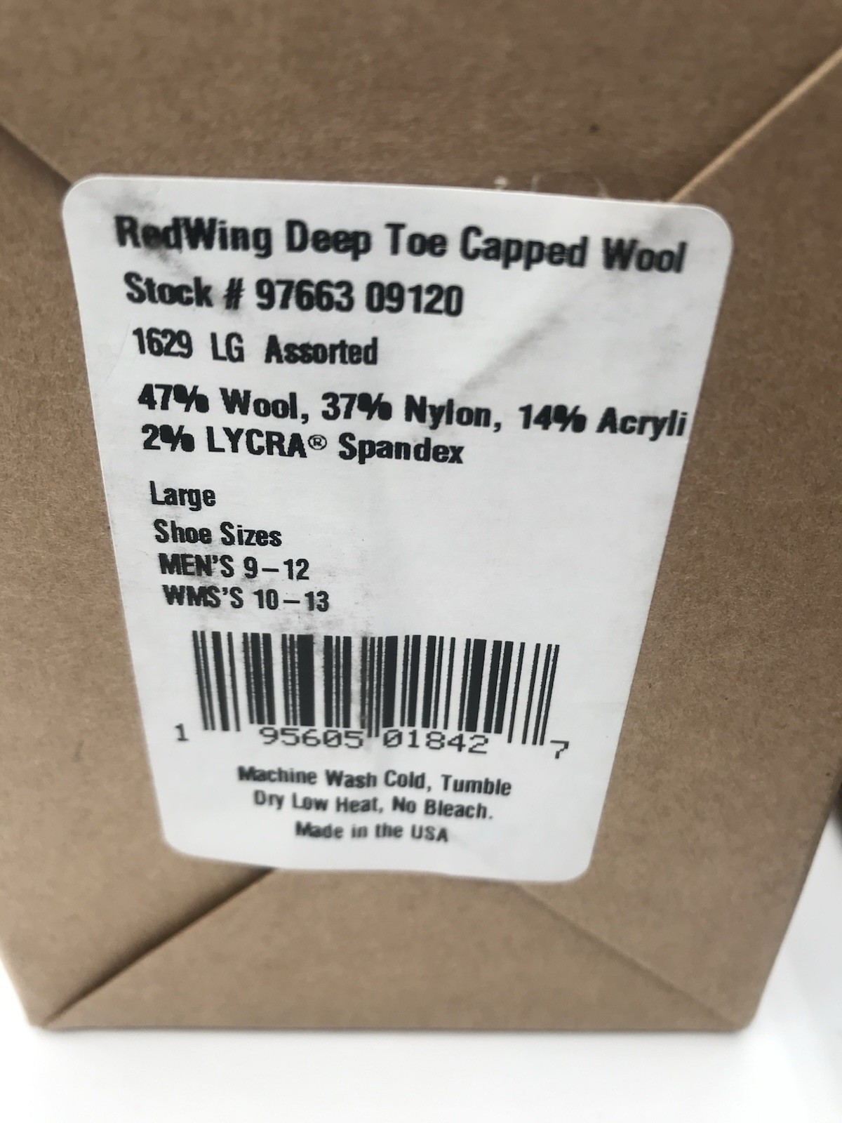 Red Wing Deep Toe Capped Wool Socks 3 Pack 97663 Multicolor Mens 9-12