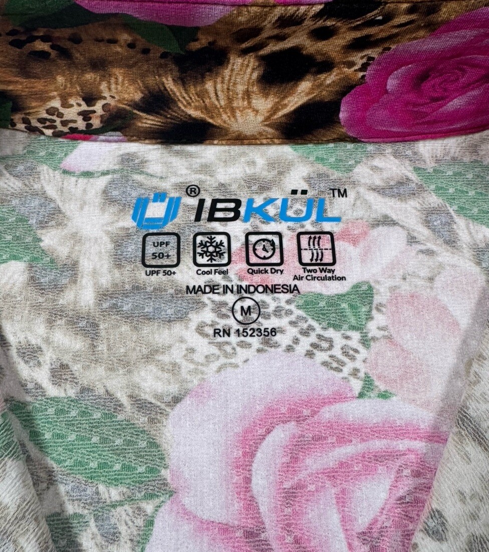 NWT IBKUL Golf Tennis 1/4 Zip Pullover Top S M L XL Leopard Rose Longsleeve P4