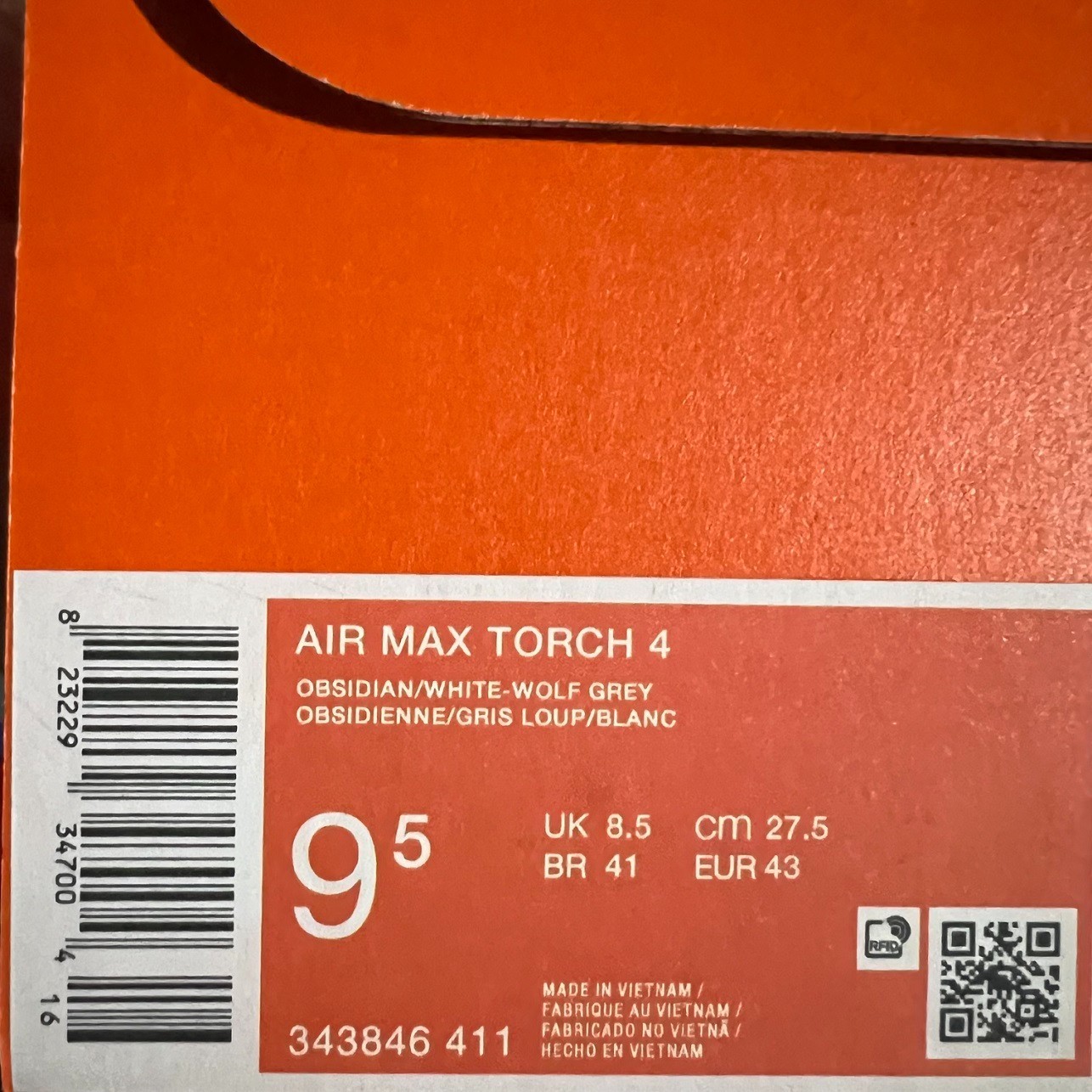 Nike Air Max Torch 4 Obsidian White Wolf Grey SZ 9-13 Men’s 343846-411