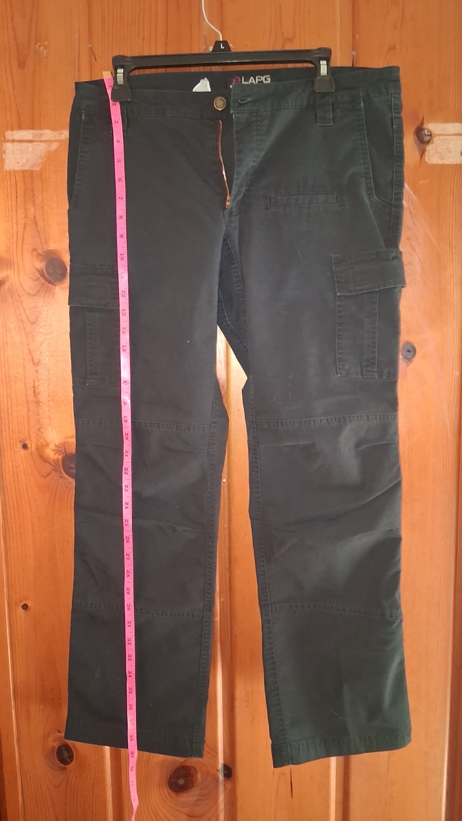 2 PACK LAPG Women’s Black Solid Cargo Pants, Zip/Button Closure, Pockets, Size L