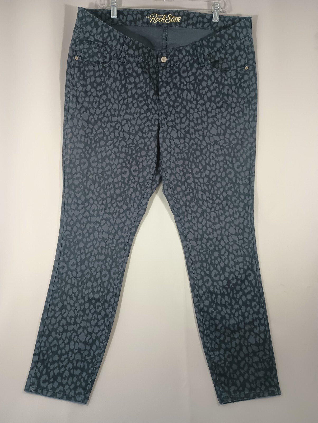 Old Navy Rockstar Womens 18 Reg Denim Jeans Black Gray Spotted Animal Pants
