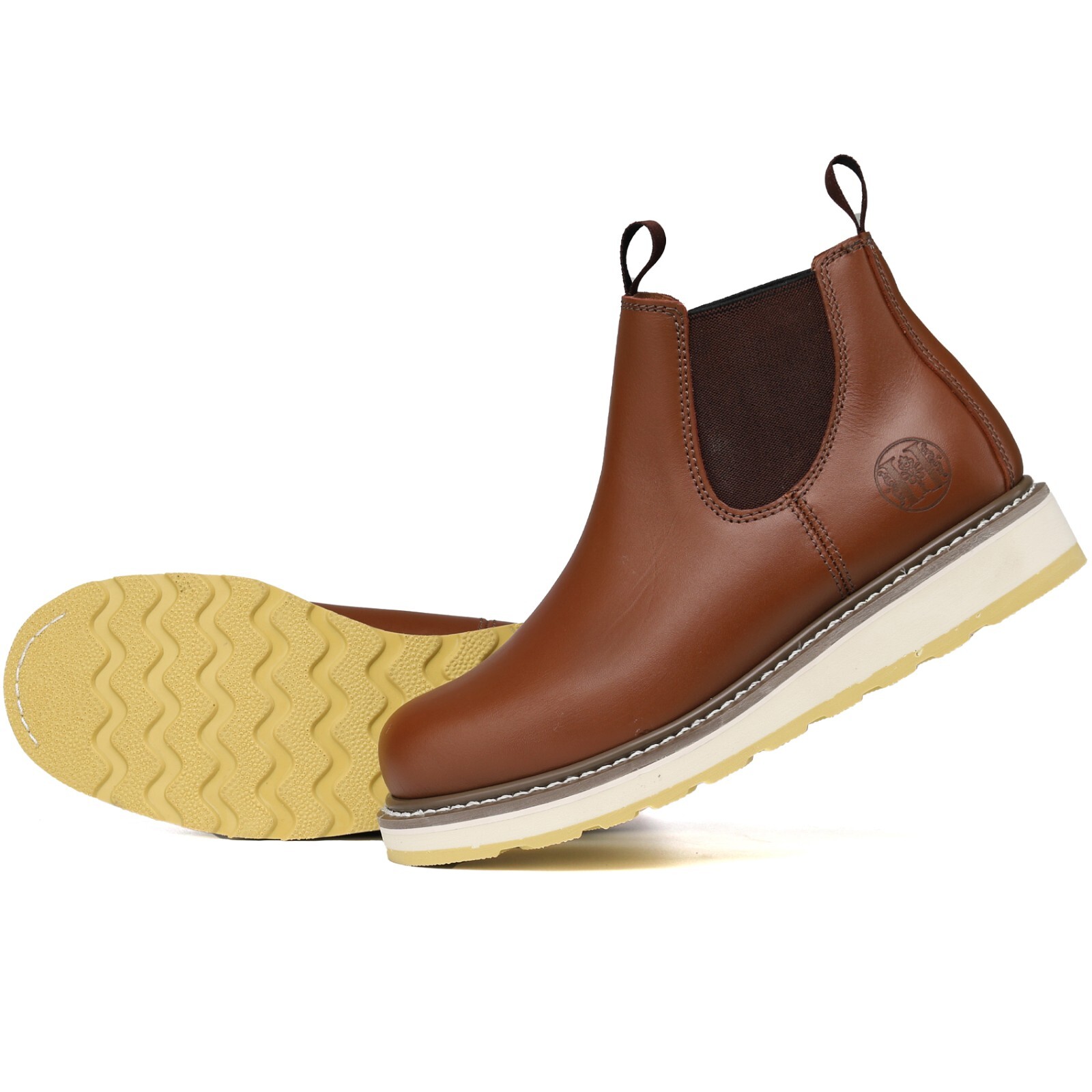 Soft Toe Mens Work Boots Leather Slip Resistant Durable 84985
