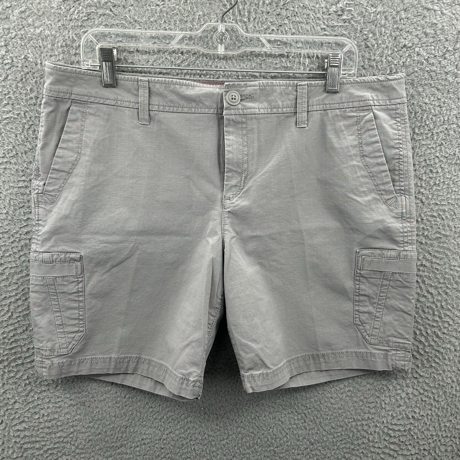 Eddie Bauer Shorts Petite 14 Gray Slightly Curvy Cargo Ripstop Canvas Chino 14P