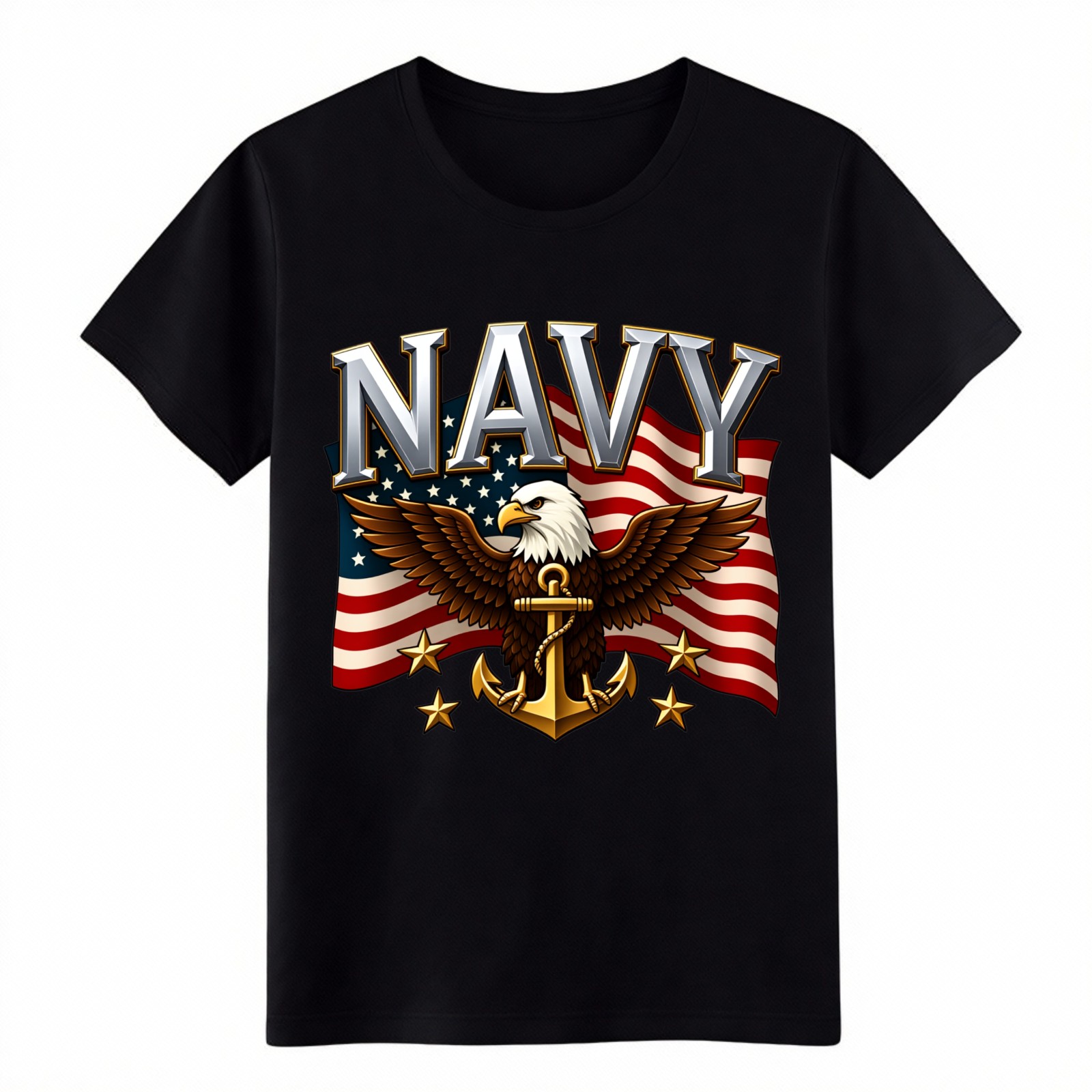 U.S. Navy Eagle Flag Cotton T-Shirt – Unisex Patriotic Military Appreciation Tee