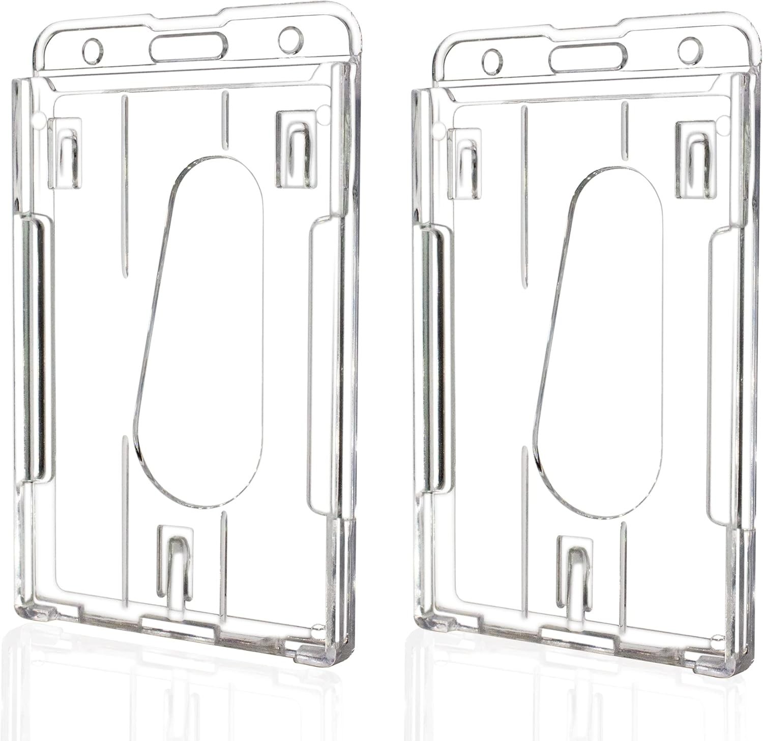 2 Pack Hard Plastic Badge Holders Heavy Duty Clear ID Credit Card Protector