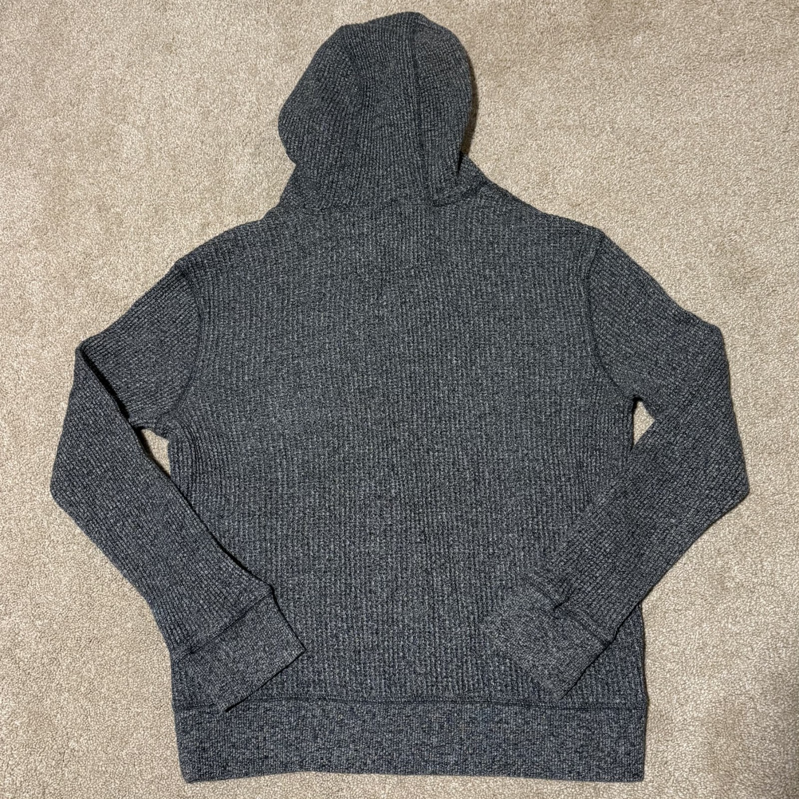 Banana Republic Mens Full Zip Henley Hoodie Sweatshirt Waffle Knit Gray, Sz S