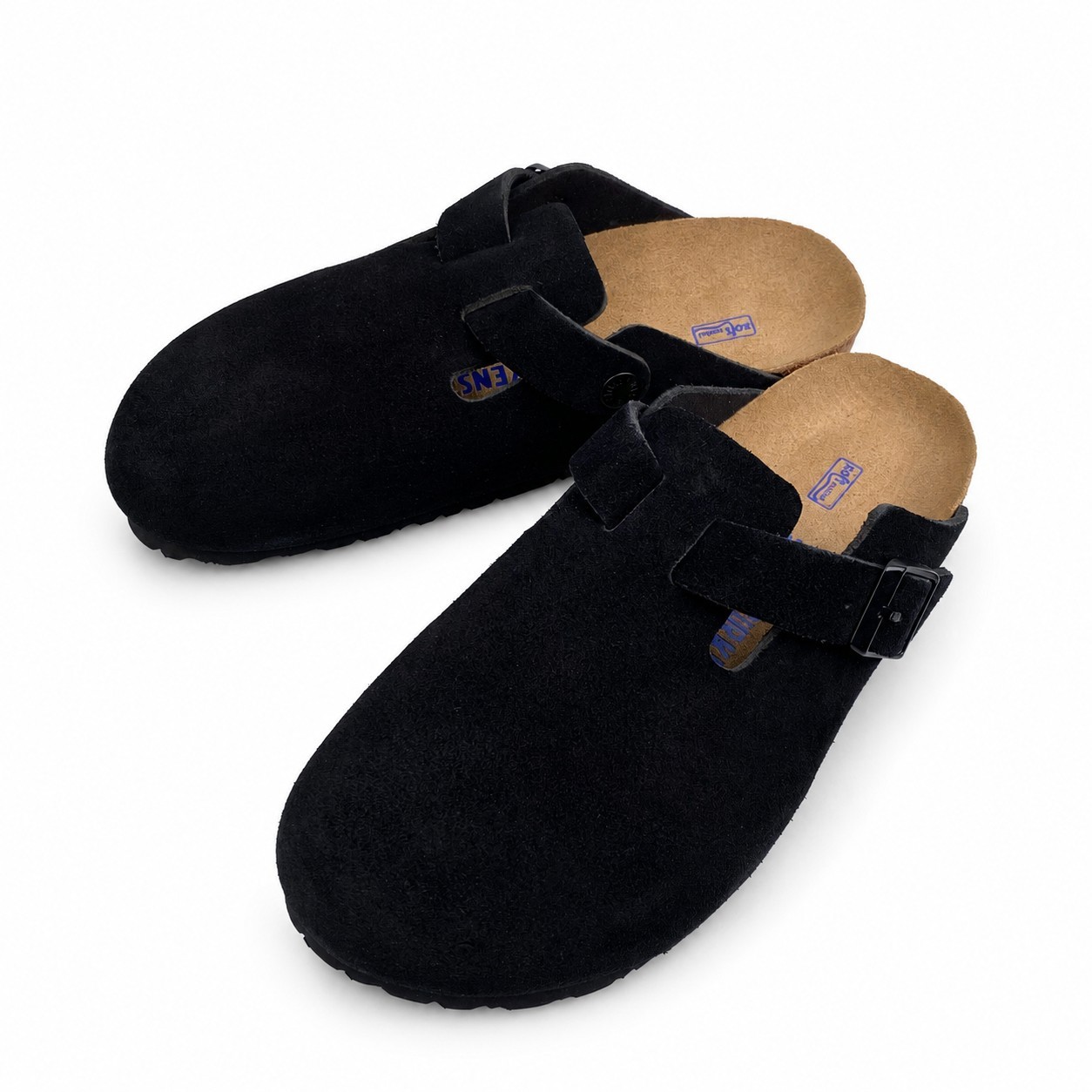 Birkenstock Boston Soft Footbed Suede Leather Black Clog New