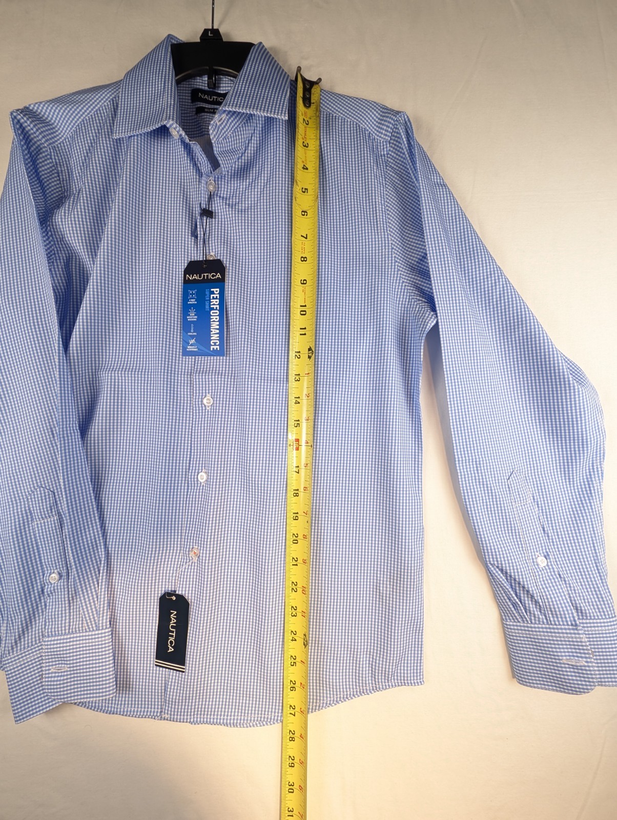 NEW! Mens “Nautica” Polyester Stretch Dress Shirt 15-15 1/2 32-33 MediumSlim Fit