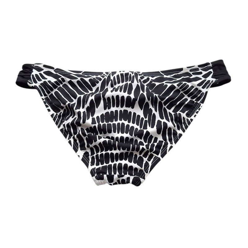 Bar III Womens Bikini Bottom L Black White Kaleidoscope Ruched Side Geometric