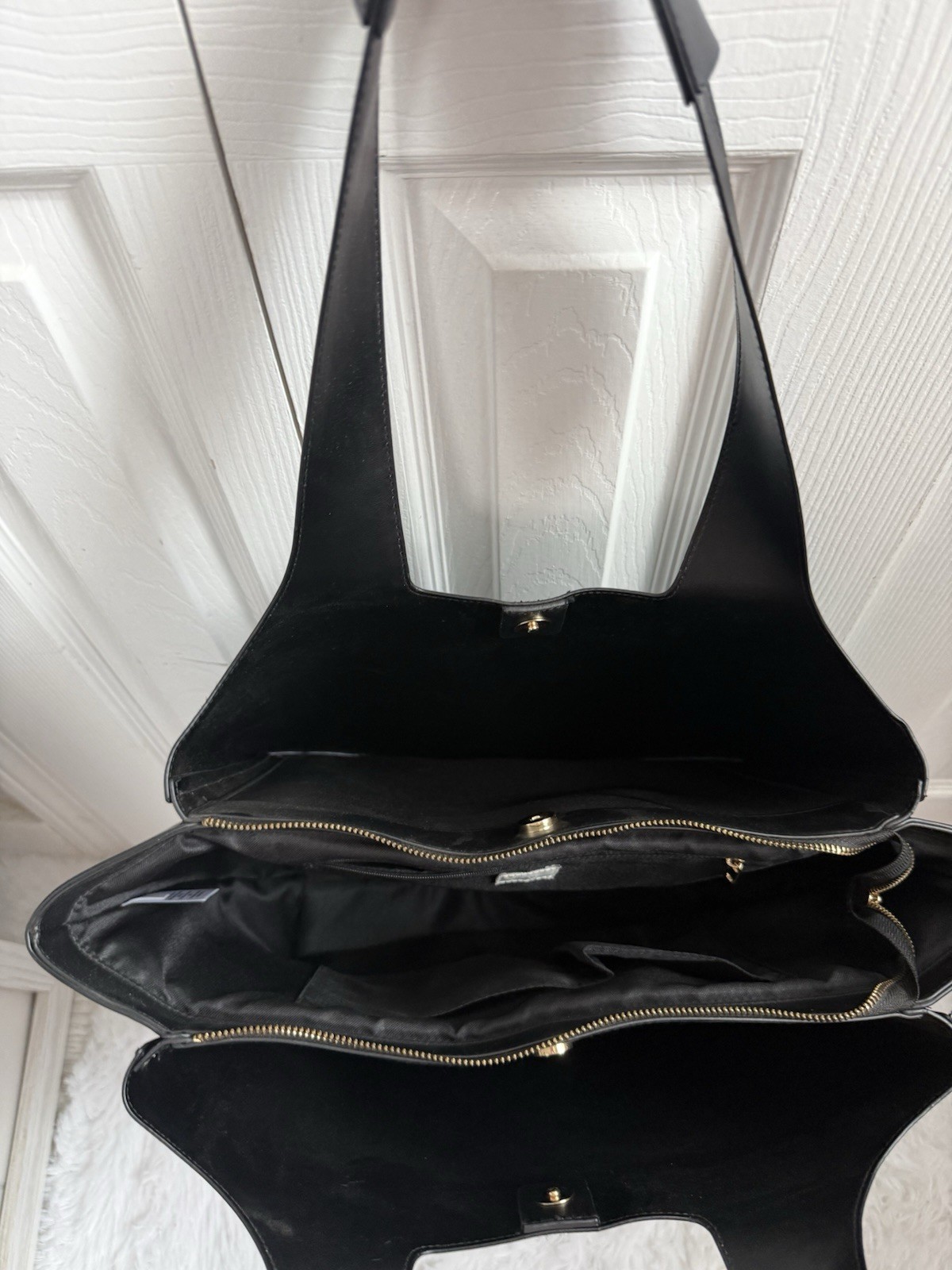A New Day Black Modern Work Tote With Structured Exterior