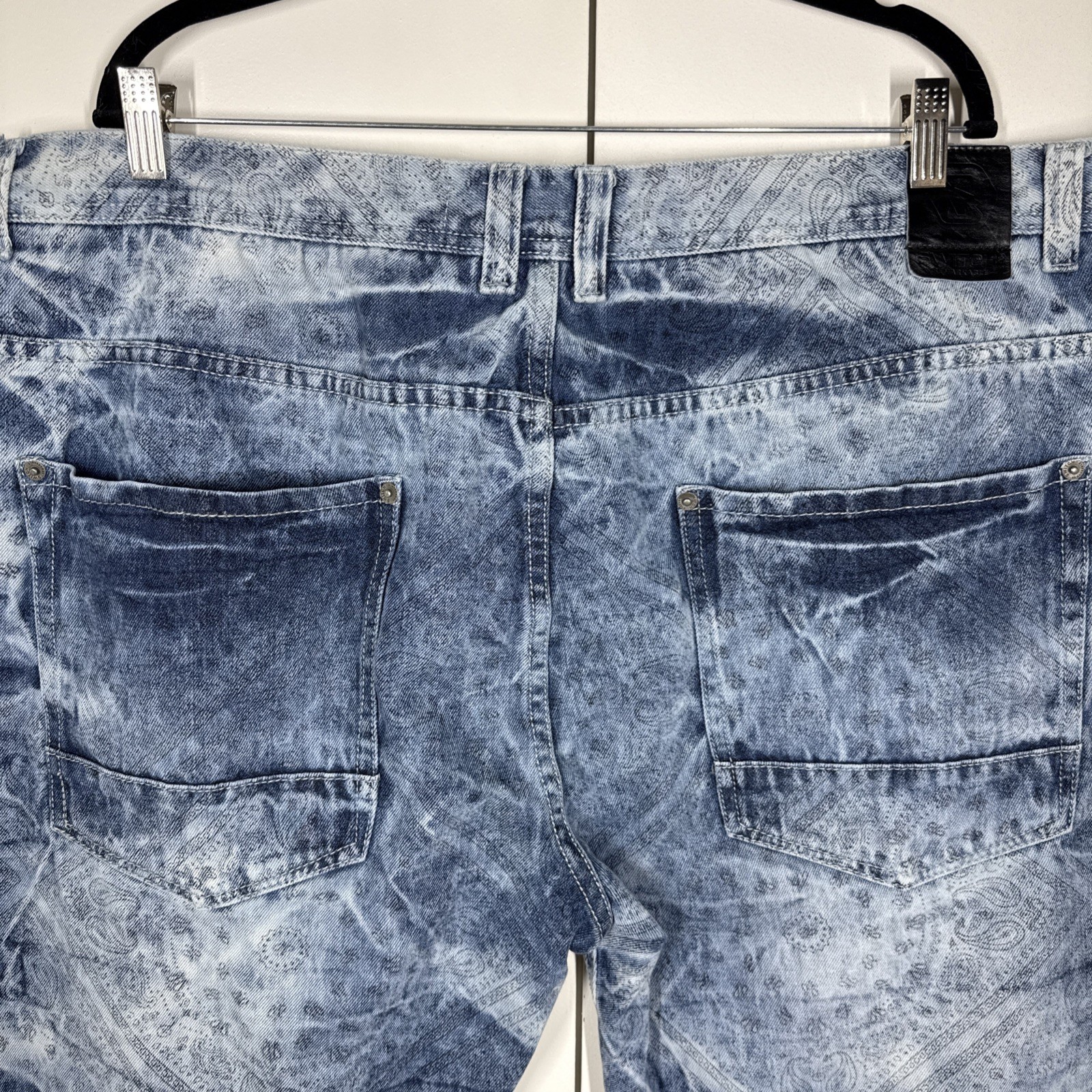 Switch Remarkable Jean Shorts Men’s 50 Blue Paisley Denim Grunge 90’s Hip Hop