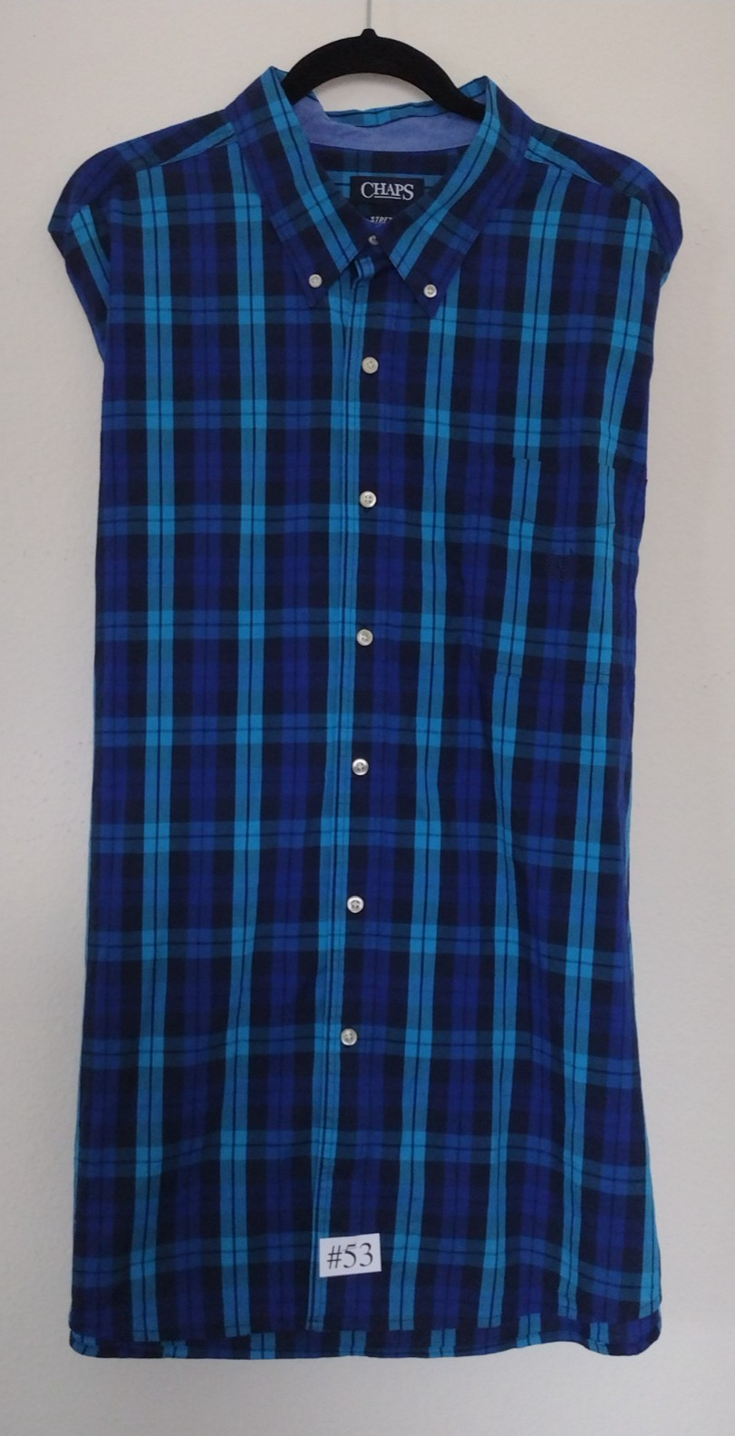 Men’s CHAPS STRETCH EASY CARE PLAID SHIRT Size 3XB LOGO ONE POCKET LONG SLEEVE