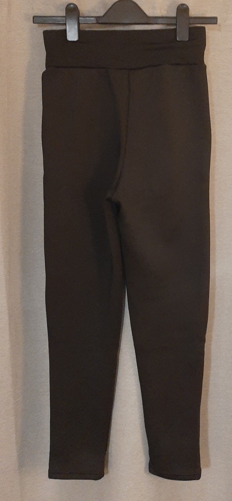 Black Straight Fleece Lined Leggings With 2 Front Pockets, UK Ladies Size- Small