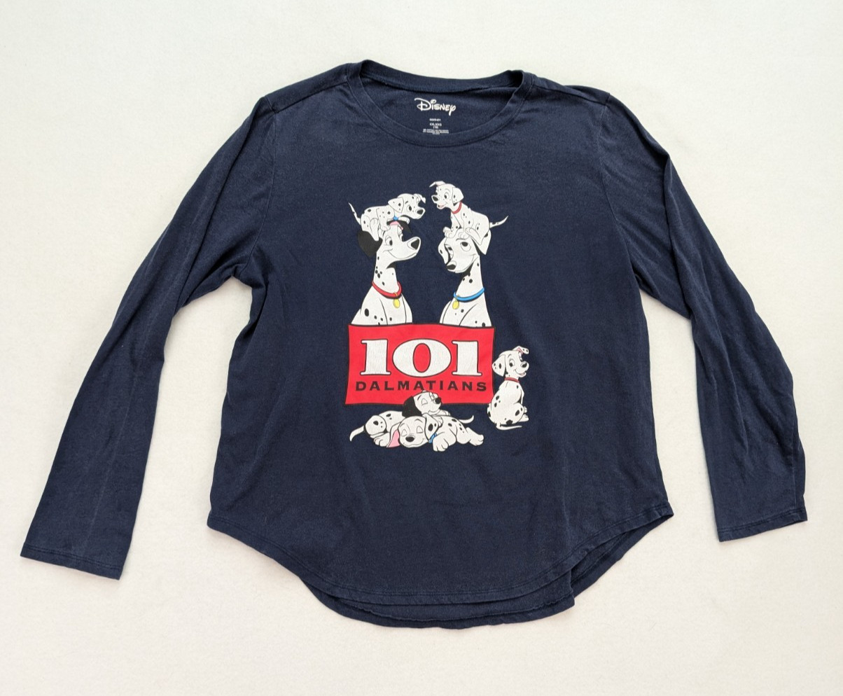 101 Dalmatians Women’s T-Shirt Size XXL 19 Blue Long Sleeve FLAWS