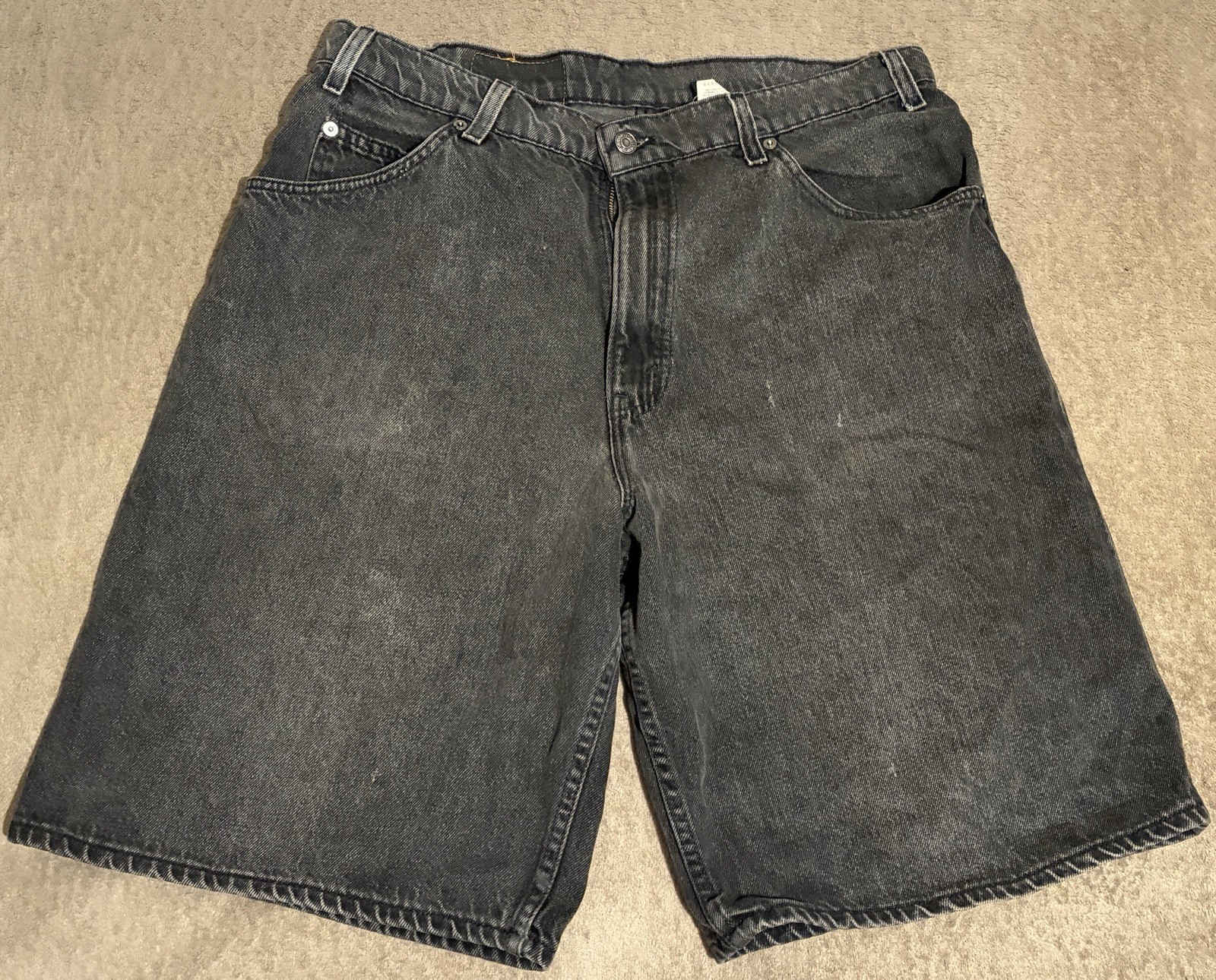 Vintage Levi’s 565 Shorts Faded Black Men size 36×13 Orange Tab Baggy wide leg