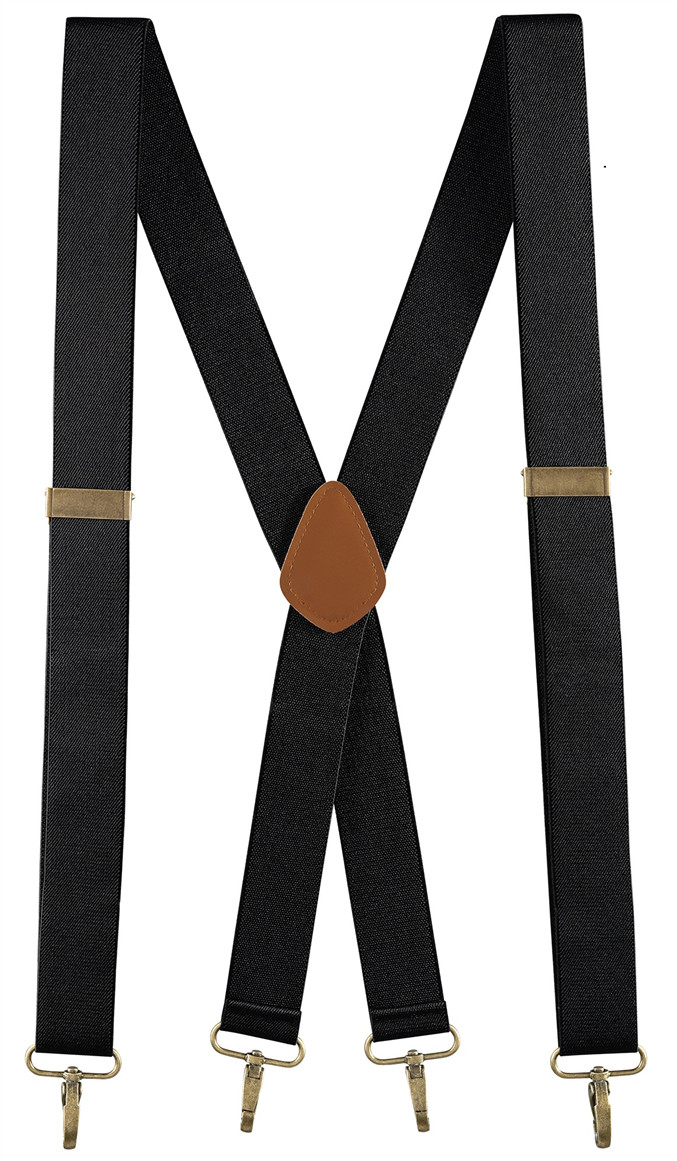 Buyless Fashion Men Adjustable Suspenders 48″ 1 1/4″ X Back with Metal Hooks