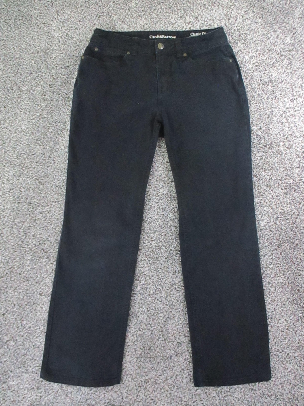 Croft & Barrow Classic Straight Leg Jeans Womens 4 Short Blue Dark Stretch 28×28